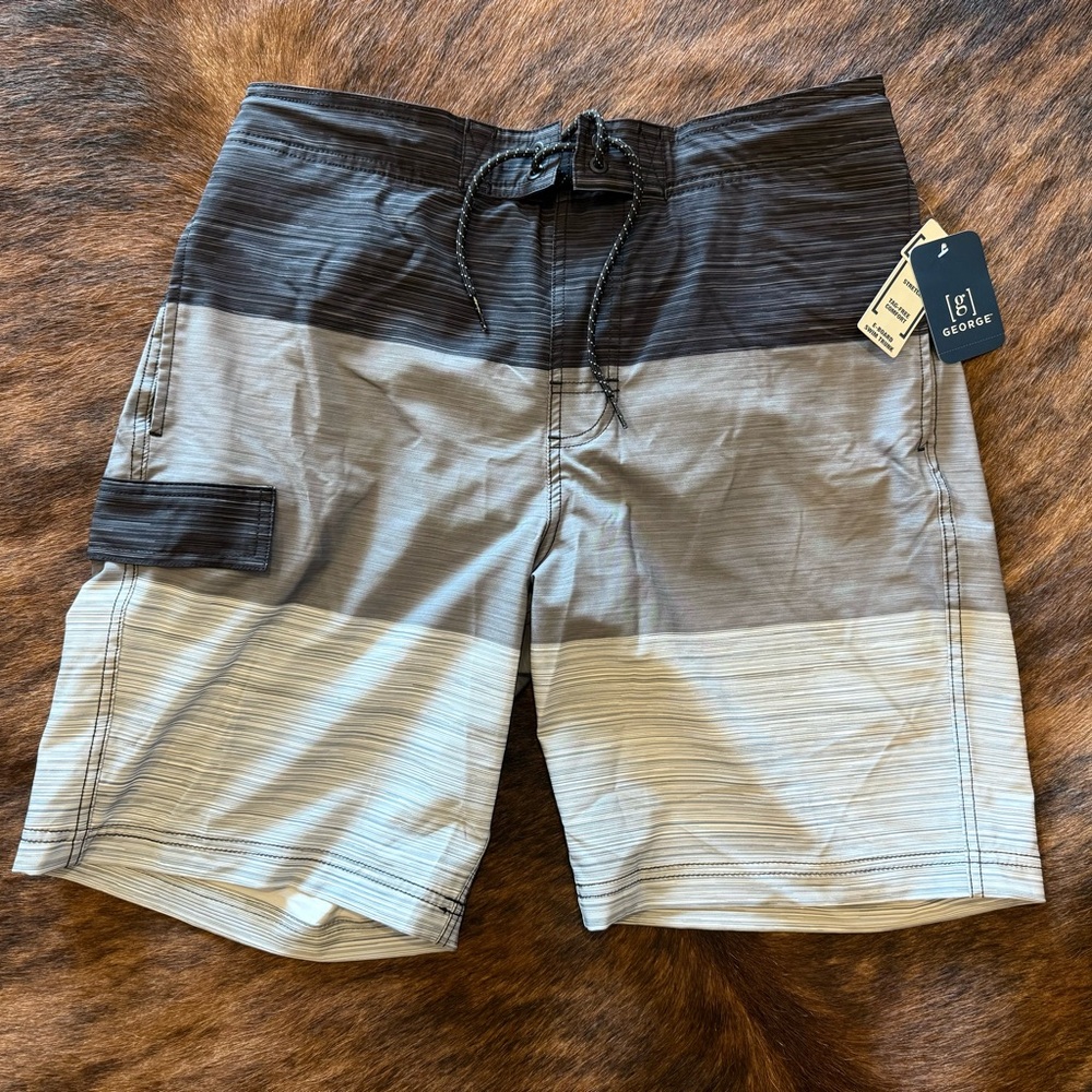 George Men's Black and Gray Swim Shorts